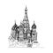 Saint Basil Cathedral in Moscow Urban View Vector Illustration