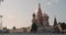 Saint Basil cathedral Temple of Basil the Blessed against the moving clouds, Red Square, Moscow, Russia