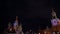 Saint Basil`s Cathedral, Kremlin clock, chimes, Kremlin wall, panorama, night