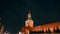 Saint Basil`s Cathedral, Kremlin clock, Kremlin wall, panorama, night, no people