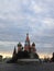 Saint Basil\'s Cathedral and Lobnoye Mesto on Red Square during Sunrise.