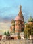 Saint Basil`s cathedral in Moscow. Morning view of St. Basil`s Cathedral on Red Square, Moscow, Russia