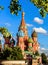 Saint Basil`s cathedral on Red Square in summer, Moscow, Russia