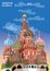 Saint Basils Cathedral of Kremlin Moscow, Russia isolated vector illustration in different colors on blue background