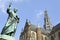 Saint Bavo church, statue inventor printing press, Haarlem