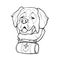 Saint Bernard dog head, freehand pencil, hand drawn, pattern. Zen art. Ornate vector. Coloring book page