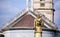 Saint Cajetan Statue with church in background in Buenos Aires Argentina