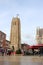 Saint Eloi Belfry behind the Dunkirk, France Christmas Market