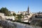 Saint Emilion, Gironde-Aquitaine / France - 03 05 2019 : View on Centre and Church Wine District near bordeaux