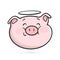 Saint emoticon icon. Emoji pig.