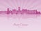 Saint Etienne skyline in purple radiant orchid