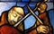 Saint Francis of Assisi, detail of stained glass window in Franciscan abbey in Kleinostheim, Germany