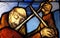 Saint Francis of Assisi, detail of stained glass window in Franciscan abbey in Kleinostheim, Germany