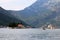 Saint George and Our Lady of the Rocks islands landscape Perast Bay of Kotor