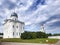Saint George\'s Cathedral and bell tower, Russian orthodox Yuriev Monastery in Great Novgorod (Veliky Novgorod.) Russia