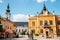 Saint George`s Cathedral and Vladicanski Dvor, Bishop`s palace at old town in Novi Sad, Serbia