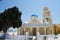 Saint Georgios Oia Holy Orthodox Church in Oia, on the northwestern tip of Santorini, a costal town of Greek Aegean island.