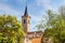 Saint Giles church and half-timbered houses in Erfurt