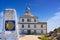 Saint James Way sign and lighthouse of Finisterre