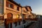 SAINT JEAN DE LUZ, FRANCE - SEPTEMBER 04, 2022: Traditional Basque houses in Jacques Thibaud walk in front of Big beach at sunset