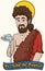 Saint John the Baptist holding Water over a Label, Vector Illustration