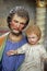 Saint Joseph,husband of Mary,Joseph with little Jesus, old art sculpture in Croatian church