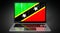 Saint Kitts and Nevis - country flag and binary code on laptop screen