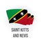 Saint Kitts and Nevis vector flag. Bended flag of Saint Kitts and Nevis, realistic vector illustration