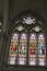 Saint-Laurent-sur-Sevre, France - September 10, 2016: Stained glass window of the Chapel Of The Convent Of The Daughters Of