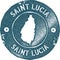 Saint Lucia map vintage stamp.