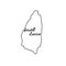 Saint Lucia outline map with the handwritten country name. Continuous line drawing of patriotic home sign