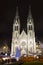 Saint Ludmila Church with christmas markets -night