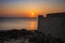 Saint-Malo beach and seascape at sunset, Brittany, France