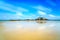 Saint Malo Fort National and beach, low tide. Brittany, France.