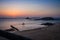 Saint-Malo natural swimming pool at sunset, brittany, France