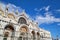 Saint Mark basilica facade in Venice, blue sky in a sunny day