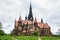 Saint Martin church in Neustadt, Dresden, Germany. Amazing architecture with high towers and red roof