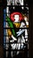 Saint martyr, stained glass window in Saint Severin church in Paris, France