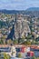 Saint-Michel d Aiguilhe rock with the Chapel in Puy-en-Velay town. Haute-Loir, Auvergne-Rhone-Alpes region in France