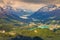Saint Moritz and upper Engadine lakes from above with dramatic sky â€“ Switzerland
