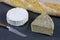 Saint-nectaire and camembert french cheese