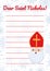 Saint Nicholas letter vector blank empty template with cute face portrait of St Nicholas or Sinterklaas. European winter tradition