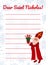 Saint Nicholas letter vector blank template with cute illustration of St Nicholas or Sinterklaas. European winter tradition. Gifts