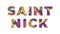 Saint Nick Concept Retro Colorful Word Art Illustration