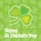 Saint Patrick Day card with cute shamrock leaves on leaves background