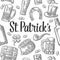 Saint Patrick Day. hat, Pot coins, pipe, beer, lyre, horseshoe