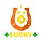 Saint Patrick day isolated icon luck symbols horseshoe and coin