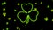 Saint Patrick Day neon clover leaf abstract motion background