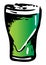 Saint Patrick Day special Irish Dry stout tulip pint green beer glass. Hand drawn ink style graphics illustration. Craft