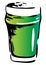 Saint Patrick Day special Irish Nonic pint green beer glass. Hand drawn ink style graphics illustration. Craft draft